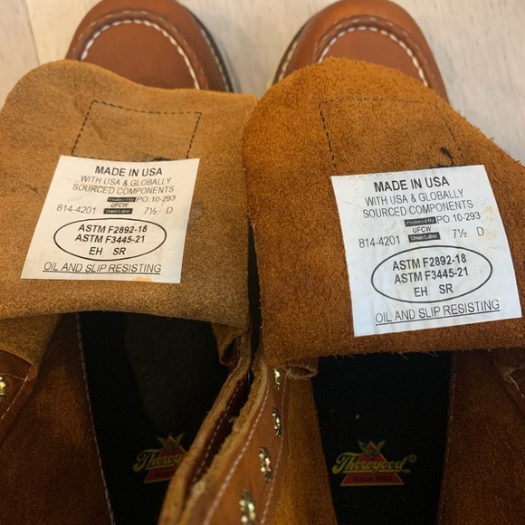 Thorogood American heritage 6" tobacco moc toe Tan work boots for men size 7.5D - Picture 11 of 16